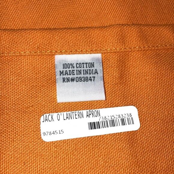 Jack o Lantern Pumpkin Halloween Cotton Kitchen baking Apron Pockets 35 x 27 in - Picture 7 of 8